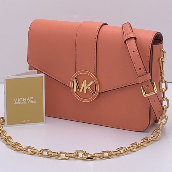 Michael Kors Carmen Medium Convertible Shoulder Bag Crossbody SHERBERT Leather - Picture 5 of 16